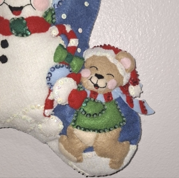 🧵Completed🧵🪡Bucilla Vintage Felt Stocking - Picture 2 of 8